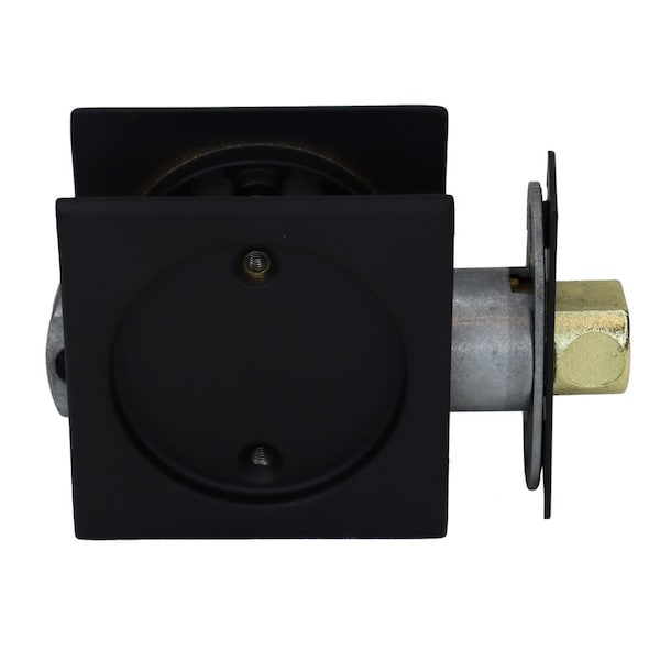 Emtek Square Passage Pocket Door Tubular Lock with Passage Strike Plate Flat Black Finish